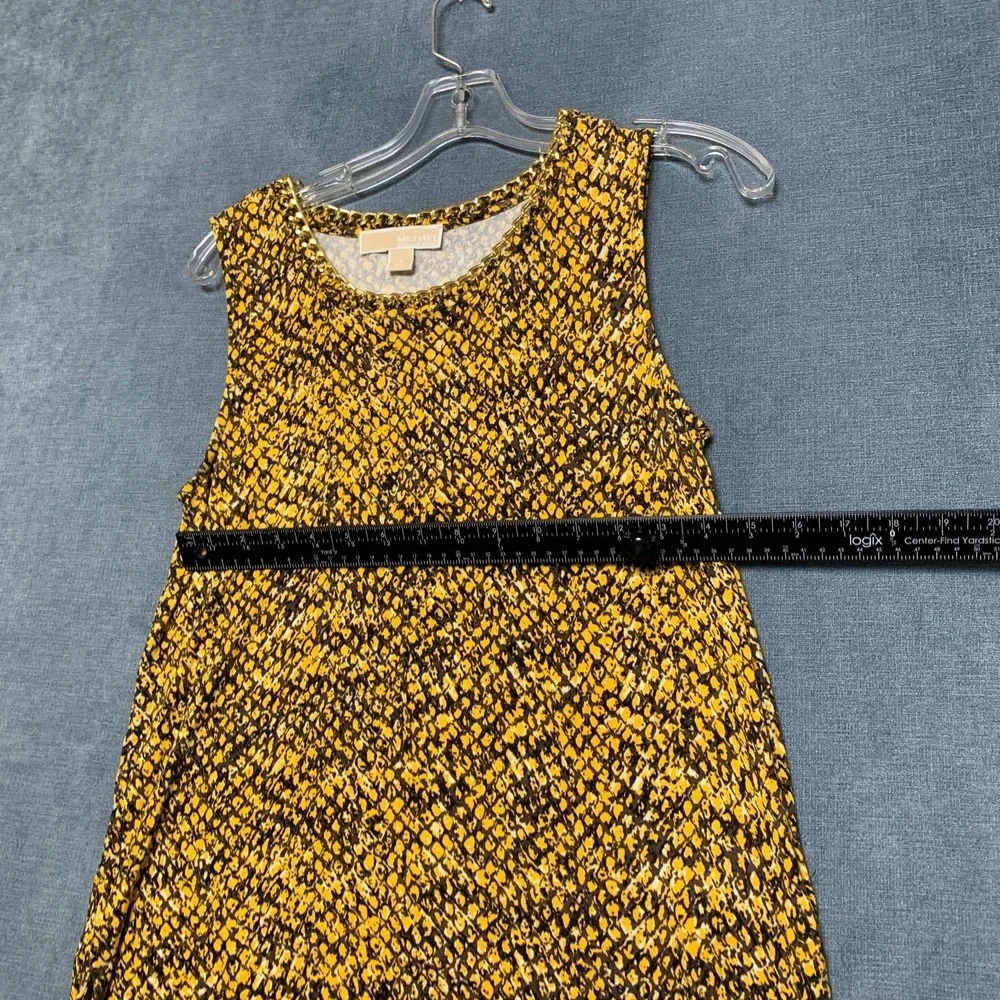 Michael Kors Blouse Top Women Small Yellow Black Snake Print Gold Chain Neckline